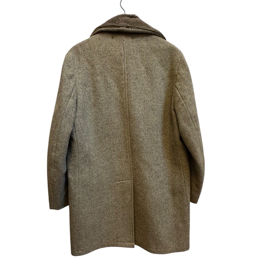 Woolrich VTG Herringbone Wool Coat Heavy Peacoat L Sz 40 Sherpa Lined Green Gray - Picture 8 of 10